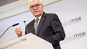 In seiner Rede zur Eröffnung der Münchner Sicherheitskonferenz kritisiert der Bundespräsident Frank-Walter Steinmeier die USA, China und Russland scharf. Foto: dpa/Guido Bergmann