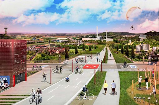 Eine Vision: Fahrradfahren auf dem Deckel der A 81 Foto: Stadt Böblingen
