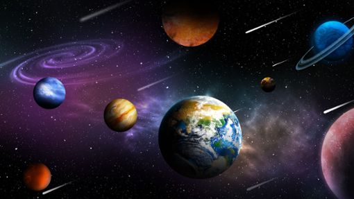 Die Planeten unseres Sonnensystems mit der Erde (Mitte), Neptun (oben rechts) und Uranus (oben links). Foto: Imago/Pond5 Images