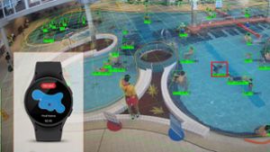Droht ein Badegast zu ertrinken, senden die KI-Kameras einen Alarm auf spezielle Armbanduhren der Bademeister. Foto: Lynxight/Stadtwerke Freudenstadt