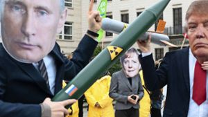 Proteste gegen das drohende Aus des Abrüstungsvertrags INF zwischen Russland und den USA. Foto: dpa