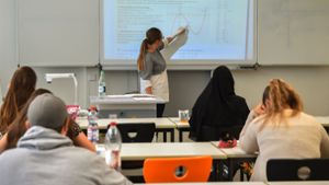 Lehrerin Malwina Gebel unterrichtet die Schüler in Mathematik – auf dem Programm steht Integralrechnung. Foto: Lg//Ferdinando Iannone