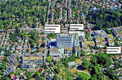 Die Ludwigsburger Klinik wird erweitert. Der Rettungshubschrauber landet künftig deutlich höher als bisher. Foto: Regionale Kliniken-Holding
