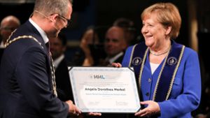 In Leipzig hat Angela Merkel die  Ehrendoktorwürde verliehen bekommen. Foto: dpa