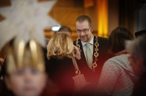 Michael Scharmann hat die Gäste beim Neujahrsempfang in Weinstadt erstmals als Oberbürgermeister begrüßt. Foto: Gottfried Stoppel