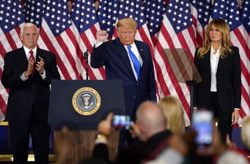 Donald Trump trat in der Wahlnacht vor die Kameras. Foto: dpa/Evan Vucci