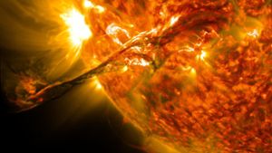 Koronaler Masseauswurf auf der Sonne am 31. August 2012. Foto: NASA/Goddard Space Flight Center/Julian Herzog
