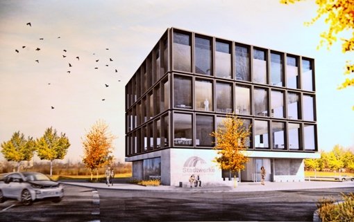 So soll der Stadtwerke-Verwaltungsneubau in Leinfelden einmal aussehen. Der Sieger­entwurf des Büros Lima Architekten basiert auf viel Glas. Foto: Norbert J. Leven