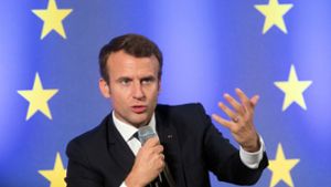 Der französische Präsident Emmanuel Macron mit einem flammenden Appell an die EU Foto: dpa