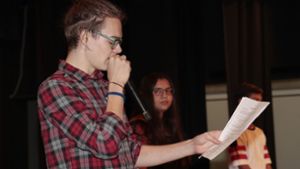 Beim 2017er Projekt Klartext der Kulturregion verfassten und präsentierten Jugendliche Poetry-Slam-Beiträge – wie hier auf der Abschlussveranstaltung. Foto: factum/Bach