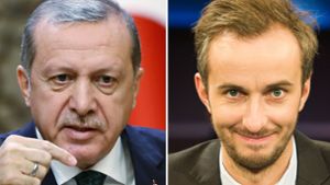 Der juristische Streit im das Erdogan-Schmähgedicht von Jan Böhmermann (rechts) geht weiter. Foto: dpa/Presidential Press Office