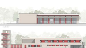 Die beiden Ansichten zeigen das neue Grafenauer Feuerwehrgerätehaus Foto: Ansichtspläne/K-Plan