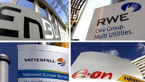 Die großen Vier der deutschen Stromindustrie: EnBW, RWE, Vattenfall und E-ON Foto: dpa