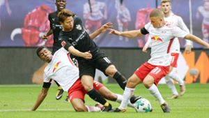 Hart umkämpftes Spiel: Der VfB Stuttgart in Leipzig. Foto: Pressefoto Baumann
