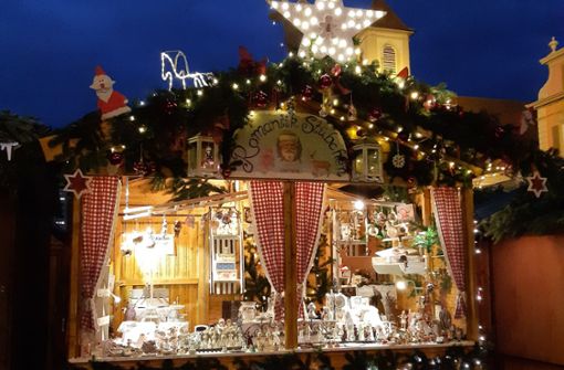 Fertig aufgebaut war der Stand von Simone Fröhlich auf dem Barock-Weihnachtsmarkt – sie fotografierte ihn ein paar Minuten nach der Absage. Foto: privat/Fröhlich