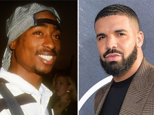 Für Tupac Shakur (l.) wurde der Kronen-Ring angefertigt, der nun Rapper Drake gehört. Foto: [M] Image Press Agency/ImageCollect.com / imago/agefotostock