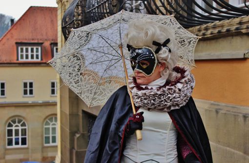 Mit Masken wird am Samstag auf  Schloss Solitude gefeiert. Foto: /www.7aktuell.de/Kevin Lermer