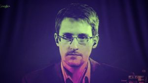 Auch für den Whistleblower Edward Snowden – hier in eine Videokonferenz im Jahr 2014 – setzt sich Amnesty mit dem Briefmarathon ein. Foto: AFP