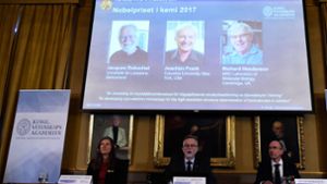 Der Chemie-Nobelpreis geht in diesem Jahr an Jacques Dubochet (Schweiz), den gebürtigen Deutschen Joachim Frank (USA) und Richard Henderson (Großbritannien). Foto: AFP
