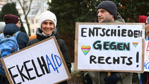 Demonstranten in Herrenberg Mitte Januar Foto: Eibner/Nicolas Wörn