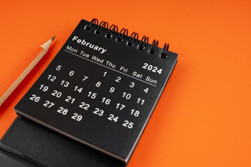 2024 hat der Februar 29 Tage. Foto: Smart Calendar / shutterstock.com
