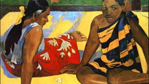 In der Südsee sucht Gauguin das irdische Paradies, doch das ist längst zerstört. Das Gemälde „Parau Api“ (Gibt’s was Neues?) entsteht 1892 auf Tahiti. Foto: imago/UIG