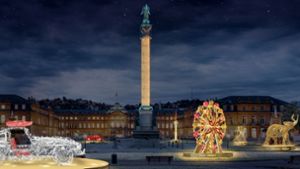 Ein erster Entwurf zeigt, wie der Schlossplatz dieses Jahr an Weihnachten aussehen könnte. Foto: Stuttgart Marketing