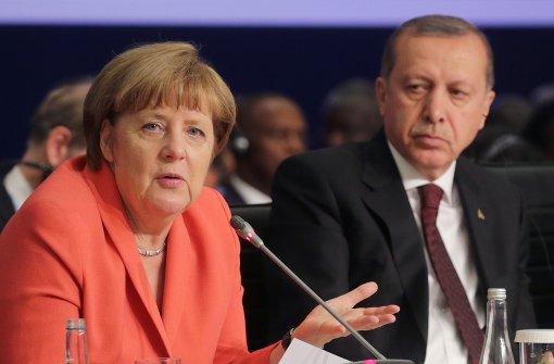 Bundeskanzlerin Merkel und der türkische Staatspräsident Erdogan Foto: dpa