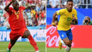 Das große Stürmer-Duell bei der WM. Romelu Lukaku (links) triftt auf Neymar. Foto: AFP