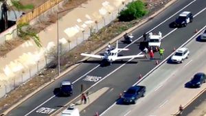 Der Pilot landete seine Maschine auf einer Autobahn in Kalifornien. Foto: fox5sandiego.com