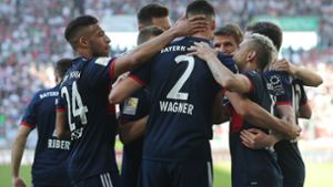 7. April 2018: Sandro Wagner trifft – und die Bayern stellen sich schon mal auf die vorzeitige Meisterfeier ein. Foto: Getty