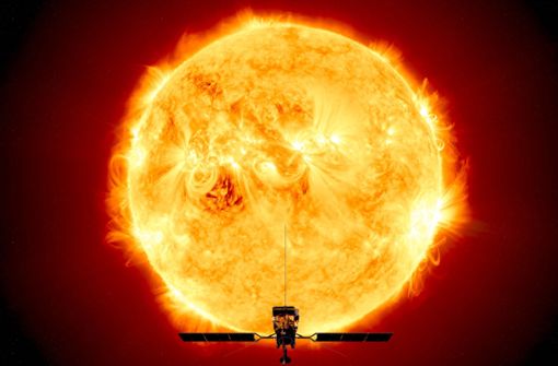 Die europäische Sonde Solar Orbiter, an der auch die US-Weltraumbehörde Nasa beteiligt ist, wird sich der Sonne bis auf 42 Millionen Kilometer annähern. Foto: ESA/ATG medialab