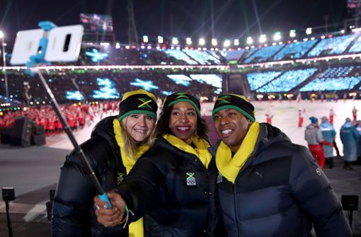 Bei der Eröffnungsfeier von Olympia 2018 herrschte im Team Jamaika noch beste Stimmung. Foto: Pool Getty Images/AP