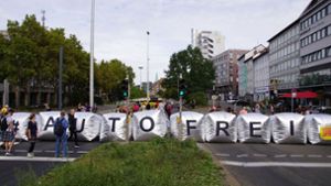 Blockade der B 14 in Stuttgart auf Höhe Hauptstätter Straße: Um diese Demo am 22.9. 2019 gibt es Streit Foto: 7aktuell.de/Andreas Werner