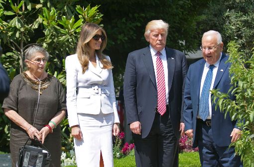 Nechama Rivlin, Melania Trump, Donald Trump und Reuven Rivlin in Jerusalem. Foto: AFP