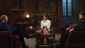 Zurück in Hogwarts: Rupert Grint (l.), Emma Watson und Daniel Radcliffe. Foto: SAT.1