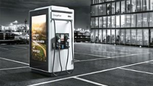 An diesem System namens Charge Post können zwei E-Autos mit je 150 Kilowatt Ladeleistung gleichzeitig Strom zapfen. Foto: privat/ ADS-TEC Energy