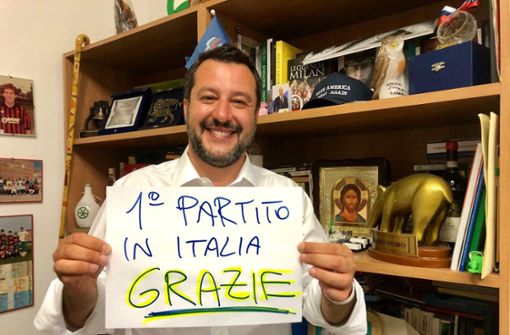In der Wahlnacht dankt Lega-Chef Matteo Salvini seinen Wählern via Facebook. Foto: dpa