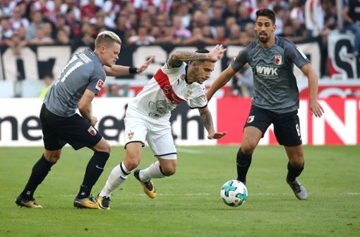 Im Hinspiel trennten sich der Augsburg und der VfB Stuttgart erstmals remis in der Bundesliga. Foto: Pressefoto Baumann