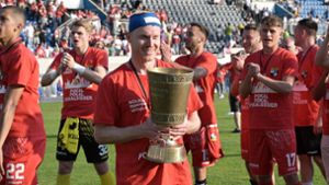 Leander Vochatzer gewann 2023 den WFV-Pokal mit der TSG Balingen. Foto: IMAGO/Eibner/IMAGO/Eibner-Pressefoto
