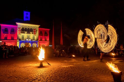 Der Marktplatz in besonderem Licht: Feuerabend 2022 Foto: Eibner-Pressefoto/Dimi Drofitsch