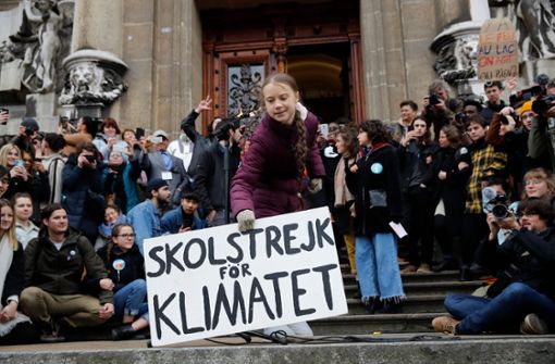 Greta Thunberg beim Protest in Lausanne. Foto: AFP/STEFAN WERMUTH
