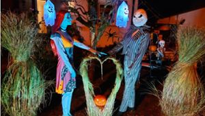 Diese Figuren sorgen in Oberensingen für Halloween-Stimmung. Foto: Jasmin Eix/privat