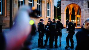 Den Ausweis, bitte: Eine Polizeikontrolle zwischen Eckensee und Schlossplatz. Foto: Lichtgut/Max Kovalenko