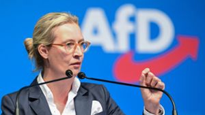 Alice Weidel beim Landesparteitag in Stuttgart Foto: Bernd Weißbrod/dpa