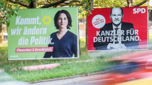 Annalena Baerbock und Olaf Scholz treten beide im Wahlkreis Potsdam an. Foto: dpa/Kay Nietfeld