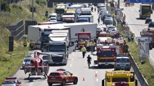 Nichts ging mehr: Der Auffahrunfall mit mehren Lastwagen sorgte am 19. Juli für den stauträchtigsten Tag im Jahr 2016 – zumindest nach der Analyse von TomTom. Foto: 7aktuell.de/Eyb