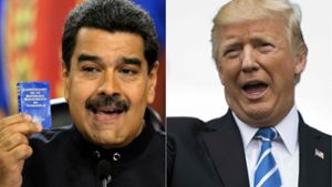 Donald Trump (rechts) droht Venezuelas Präsident Nicolas Maduro. Foto: AFP