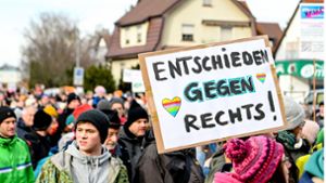 In Herrenberg haben am vergangenen Sonntag rund 6000 Menschen gegen Rechtsextremismus und für Vielfalt demonstriert. Foto: Eibner-Pressefoto/Nicolas Worn
