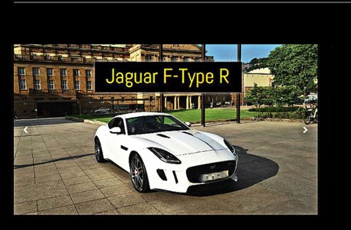 So wurde der Jaguar auf der Homepage des Vermieters präsentiert. Foto: red